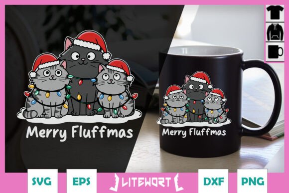 Merry Fluffmas Christmas Funny Cat SVG